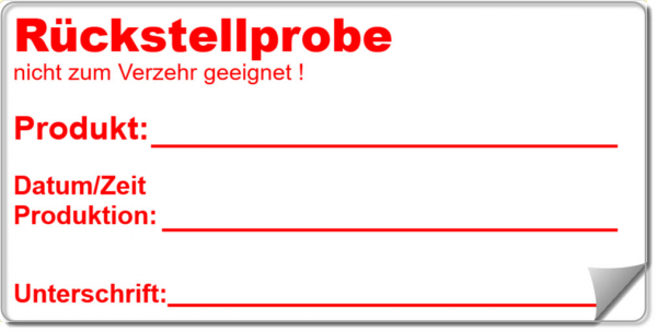 Labellord Rückstellproben Label